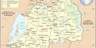Карта Карта на Руанда в съседни страни.
